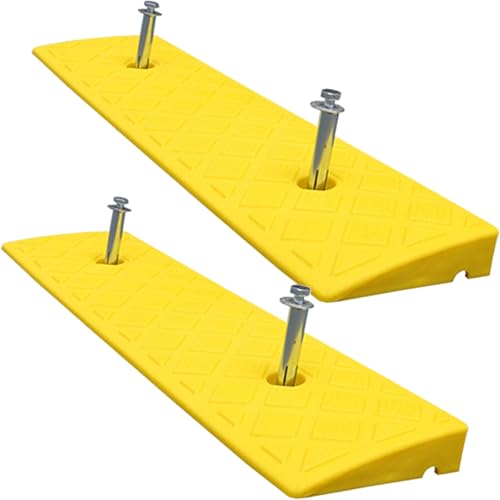 Rampa de umbral de plástico, rampa para puertas con superficie antideslizante, resistente al frío y calor, adecuada para sillas de ruedas y scooters (2 piezas) color amarillo 50 x 22 x 5 cm miniatura 1