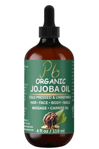 Organic Jojoba Oil – 100% Pure, Cold-Pressed & Unrefined | Hexane-Free Golden Jojoba Oil for Hair, Skin & Nails | Hydrating Body Oil, Massage & Carrier Oil - 4 fl oz