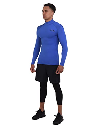 TCA Camiseta Interior Manga Larga HyperFusion de Compresión para Niños - Azul Brillante Cuello Alto, 12-14 años