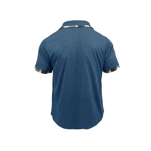 Maiyifu-GJ Men's Stylish Checkered Collar Henley Shirts Summer Lightweight Tees Pocket Casual Business Tops (Blue,3X-Large)4
