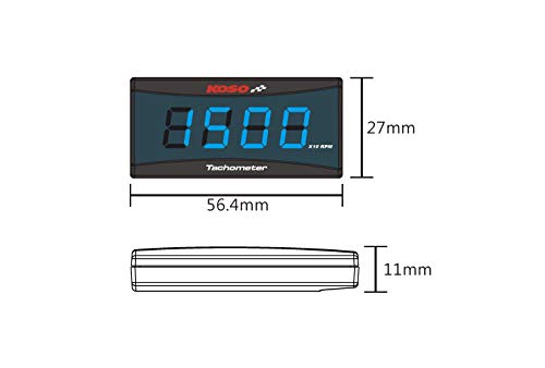 KOSO Super Slim Compact Digital Tachometer dimensions diagram