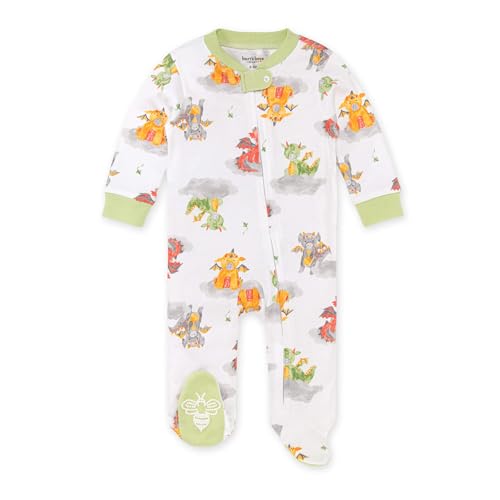 Image of Burt's Bees Baby Baby Girls Pajamas, Zip Front Non-Slip Footed Sleeper Pjs, 100% Organic Cotton