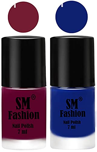 Image of Long Lasting Nail Polish | Nail Paint Combo 7 ml Each) - Set of 2 Mulberry-Blue