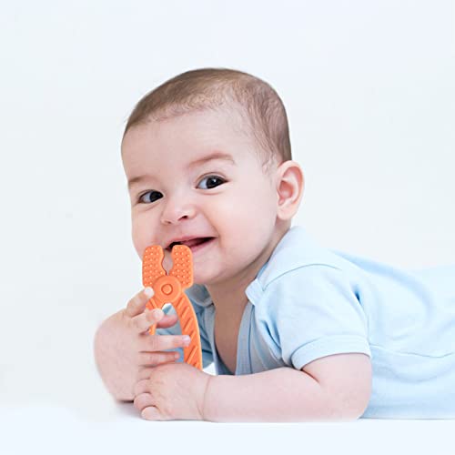 Fu Store 4 Pack Soft Silicone Teething Toys for Toddlers Infant Hammer Spanner Wrench Pliers Tools Shape Baby Teethers Relief Soothe Babies Gums Set (Hammer Set)