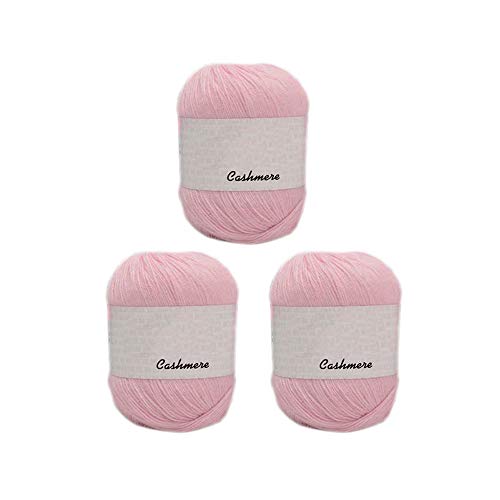 Truevalue 3 Balls 100 Cashmere Merino Wool Blend Yarn Soft Cashmere Thread Knitting Crochet Fuzzy Yarn For Diy Sweater Scarf Gloves Total 150G (Pink) #TOP14