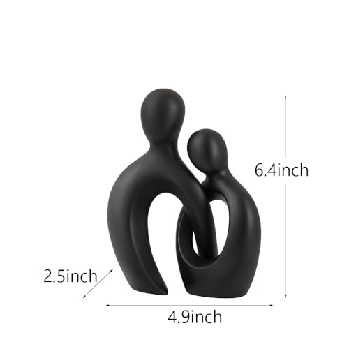 Escultura Abstracta Negra de Pareja Abrazándose miniatura 2