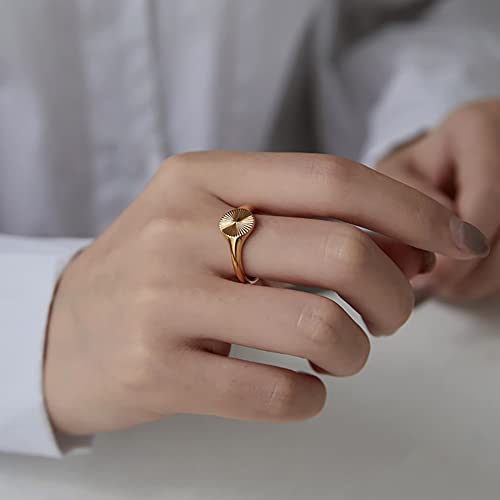 MYNENEY 14K Gold Plated High Polished Stainless Steel Stackable Wedding Rings for Women Ins Jewelry Gift3