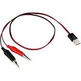Kaito Denshi(海渡電子) USB電源ケーブル みのむしクリップ ワニ口 加工用 2線 配線 電源供給 給電 5V 修理 電子工作 自作 DIY 5V オス端子 60cm