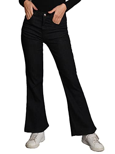 Image of KOTTY Flare Bottom Jeans for Women - Stylish Slim Fit with Bell Shape Leg