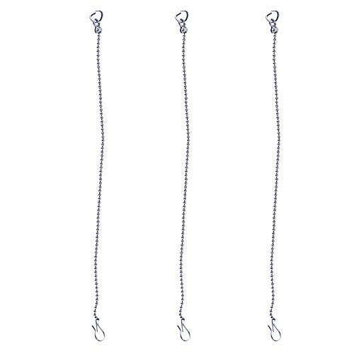 Hibbent 3 Pack Universal Toilet Flapper Chain Replacement Kit,Stainless steel,Including 12-Inch Chain,Hook,Ring