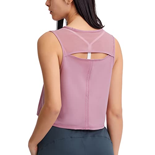 altiland High Neck Workout Crop Tops for Women, Open Back Athletic Gym Running Exercise Shirts