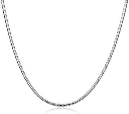DOCCESTU 925 sterling Silver 3MM Snake Thin Chain Lobster Claw Clasp Necklace jewelry for Men Women（16-24 Inch） (20 inch)