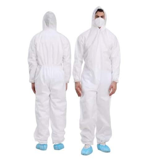 Cleaing Disposable Coveralls, SMS Paint Suit for Men, 3-Pack, Large