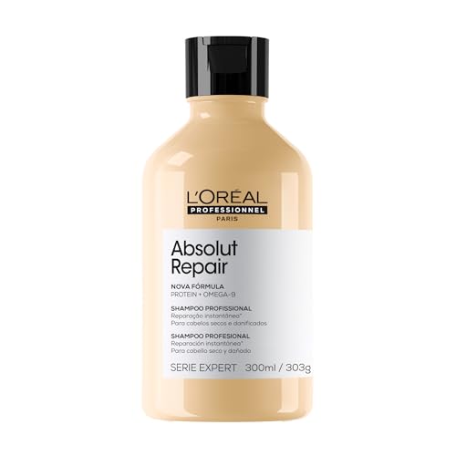 L'Oréal Professionnel Serie Expert Absolut Repair, Shampoo Reestruturante para Cabelos Danificados com Gold Quinoa e Proteína, Reparação e Brilho Intenso, 300ml