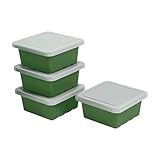 ECR4Kids Square Bin with Lid, Storage Containers, Hunter Green, 4-Pack