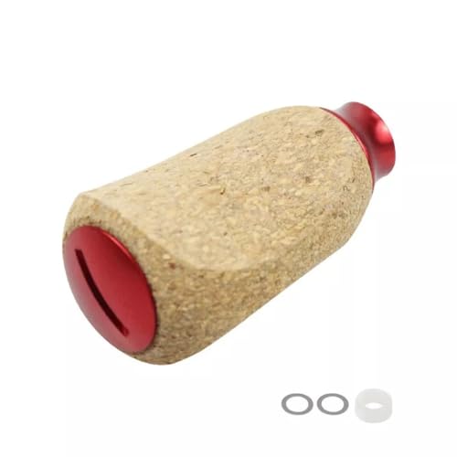 UCCKEYI Spincasting Reel Handle Knob Soft Rubber Cork Spinning Baitcasting Compatible with Abu Shimano Daiwa (Red)