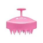 HEETA Scalp Massager Hair Growth, Soft Silicone Scalp Scrubber Shampoo Brush for Exfoliation, Dandruff Removal Head Massage Stress Relax, Wet & Dry Use for Thick Thin Curly Hair Care, Cherry Pink