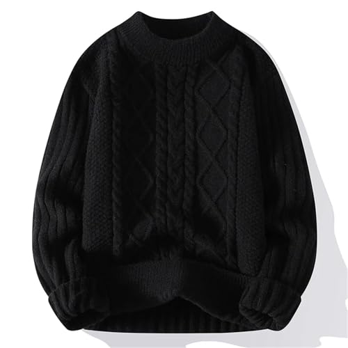Men's Warm Pullovers Knitted Sweater Round Neck Vintage Harajuku Loose Solid Color Casual Winter Sweaters4