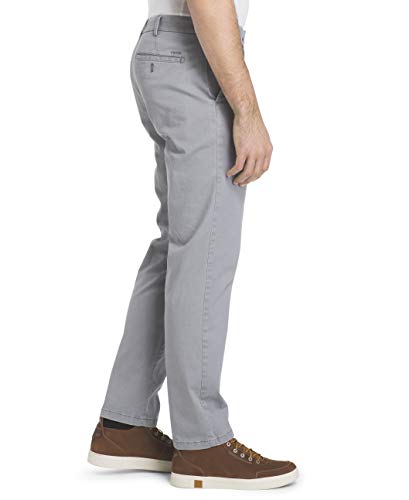 IZOD Men's Saltwater Stretch Flat Front Straight Fit Chino, Cinder Block, 38W x 32L3