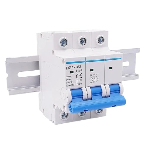 Disjoncteur triphasé 16A 380V interrupteur rail DIN protection moteur 3P