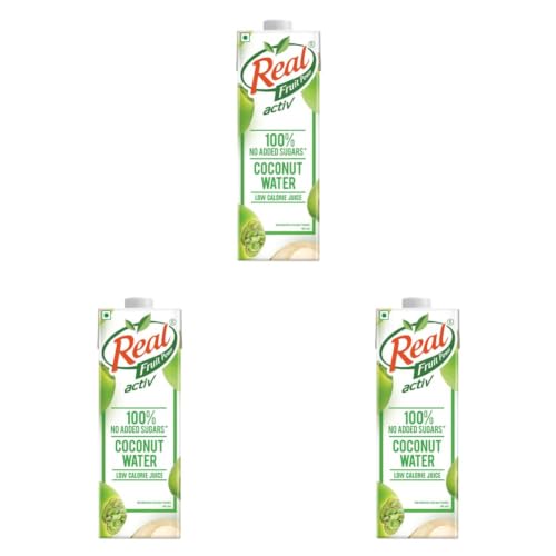 Image of Real Activ Coconut Water Tetrapack - 1L | Hydrating Coconut Water with Health Benefits | No Added Flavour & Sugars | Tasty and Nutritious (Pack of 3)
