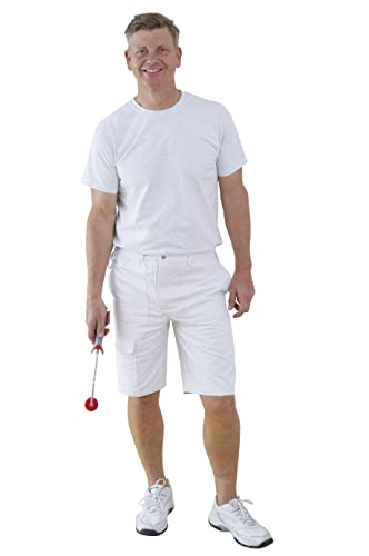 ProDec 100% Cotton Drill Multi-Pocket White Painter's Shorts, 34 Inch waist