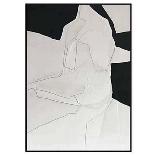 Toile abstraite en cuir feuille peinture à l'huile faite main dorée