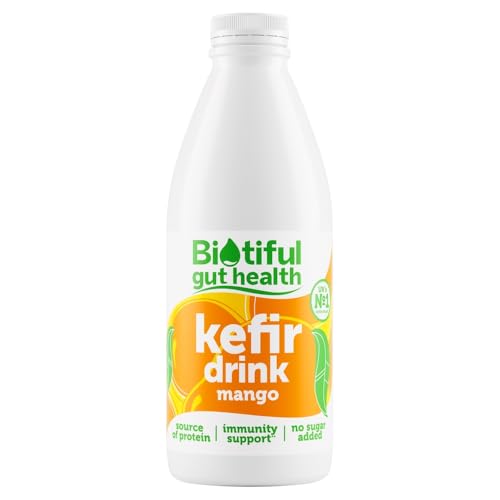 Biotiful Gut Health Kefir Milk Drink Mango Immunity Support High in Protein Source of Calcium and Vitamin B12 1ltr
