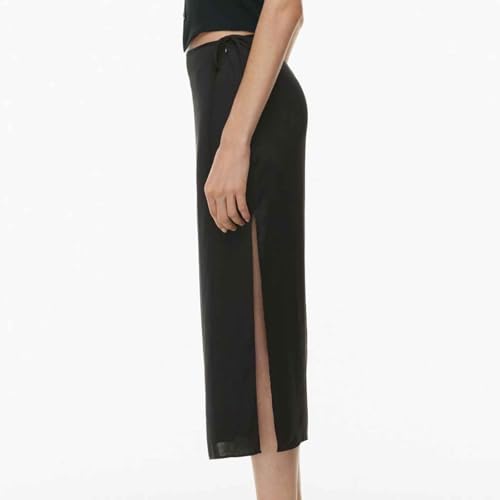 Women Tie Side Split Midi Long Skirt Smooth Casual Elegant Street-Style Straight Skirt Office Business Dinner Skirts4