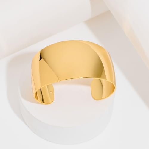 Gold Hammered Open Wide Cuff Bangle Bracelet for Women Smooth Polished Chunky Hollow Wide Cuff Bracelets Jewelry2