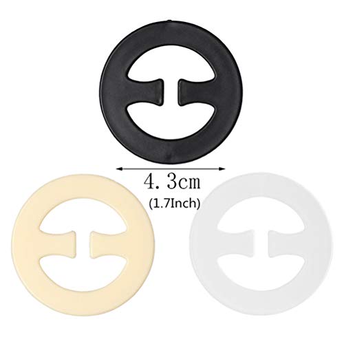 6 Pcs Bra Straps Clips, Racerback Bra Clips, Elastic Adjustable Non-Slip Strap and Round Bra Straps Holder Women�s Black, White, Beige for Full Cup Size4