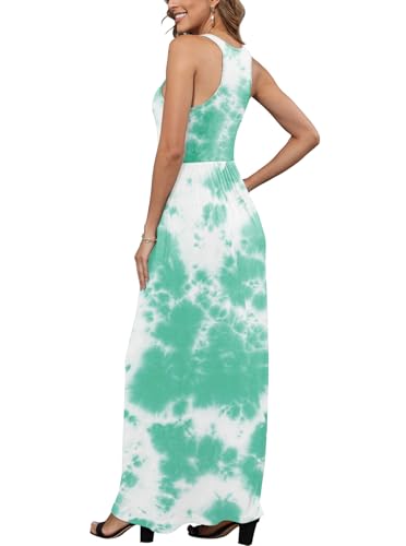 Image of EUOVMY Women's Sleeveless Dress Casual Plain Loose Summer Long Maxi Dresses with Pockets