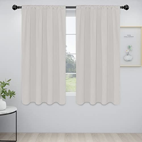 EasyGoing Cortinas opacas con bolsillo para barra para dormitorio, oscurecimiento de habitación, cortinas para sala de estar, aislamiento térmico, reducción de ruido, 2 paneles (42 x 63 pulgadas,