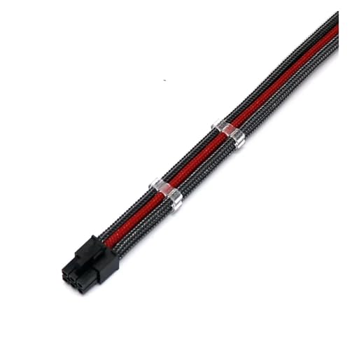 Cavo di alimentazione prolunga PSU maschio-femmina 6 pin cm 11 colori UL 1007 18awg con pettini30cm Carbon dark rosso