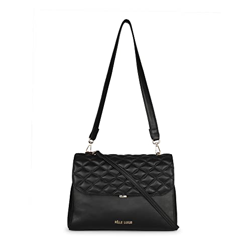 Sac à bandoulière en cuir femme noir pour le bureau et les sorties en ville