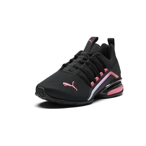 Image of PUMA Kids Boys Axelion Mesh Printed Fade Lace Up Sneakers Shoes Casual - Black, White
