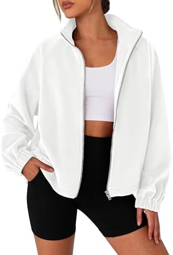 PRETTYGARDEN Womens 2025 Winter Fleece Sherpa Jacket Trendy Long Sleeve Zip Up Cropped Warm Coat Fall Fashion Workout Clothes