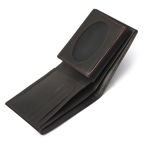 Men's Leather Wallet, Bi-fold, Classic Design,Brown Genuine leather | Leather Wallets for Men, Genuine Leather Mens Wallets Bifold with ID Windows (Brown)2