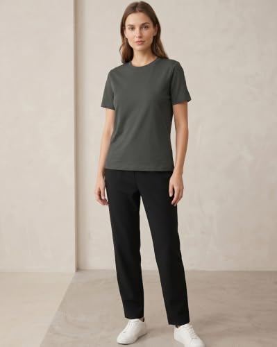 Image of NOBERO 100% Cotton T-Shirts for Women Stylish | Regular Fit | Solid T Shirts for Women 180 GSM Combed Cotton | Crew Neck Half Sleeve