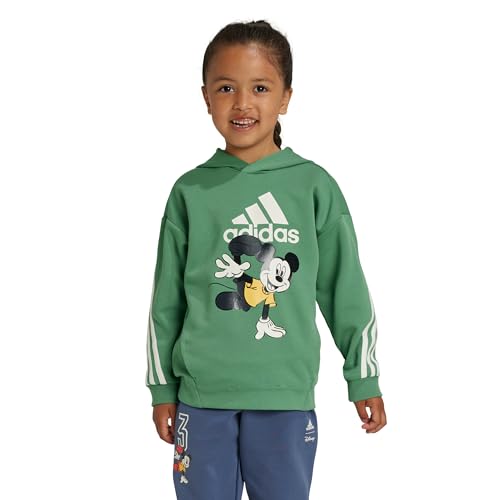 adidas Unisex-Kids Disney Mickey Mouse Sweatshirt Preloved Green/Off White/Semi Spark Small