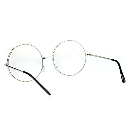 PASTL SUPER OVERSIZED Clear Lens Glasses Round Circle Metal Frame UV 4003