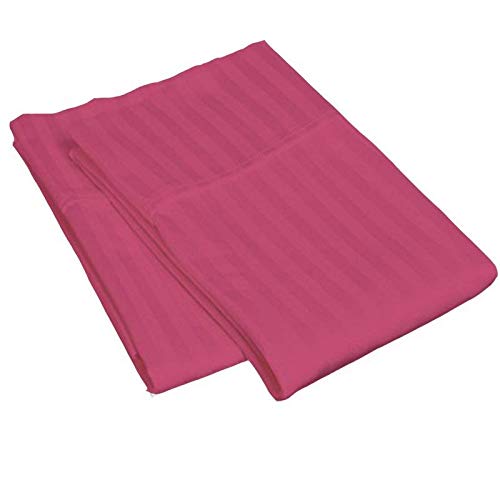 Image of Cotton Luxurious Striped 2 Piece Sateen Pillow Cover Set, Normal Size, 16 inch x 24 inch- Maroon