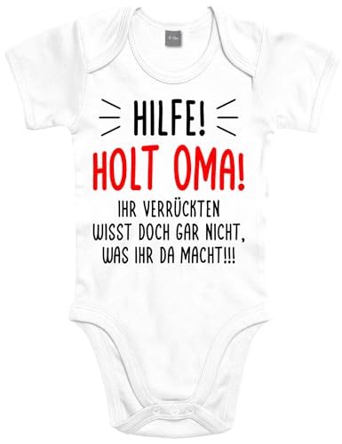 Shirtoo Baby Strampler mit lustigem HILFE! Holt Oma! Motiv - Erstausstattung zur Geburt für Mädchen und Jungen