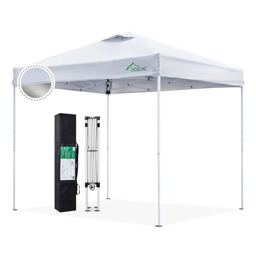 Image of Acepic 8x8 Pop Up Canopy Tent,300D Silver-Coating Top,Pop Up Canopy Tent Instant Portable Shelter with Carry Bag, 8 Stakes