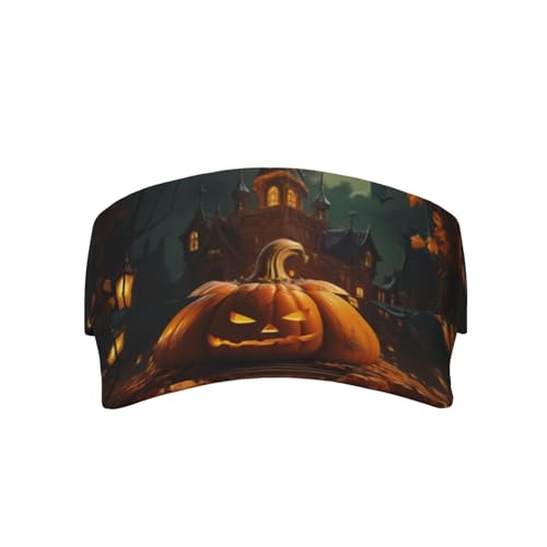 Sombrero deportivo vacío con estampado de calabaza, elegante, de ala ancha, para actividades al aire libre, playa y actividades al aire libre, negro, talla única, Negro, talla �nica