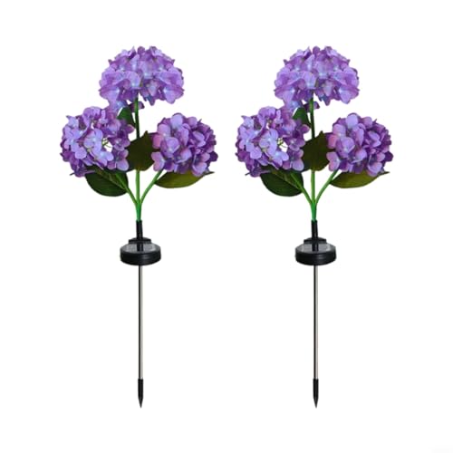 Lampe solaire de jardin en acier inoxydable haut de gamme triple tête violette