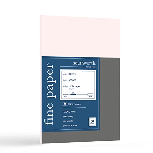 Southworth Fine Business Paper, 8.5" X 11", 32 Lbs., Wove-Finish, Blush, 50 Sheets (91601) #TOP13