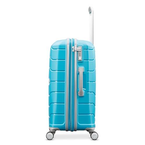 Image of Samsonite Freeform Hardside Expandable with Double Spinner Wheels, Checked-Medium 24-Inch, Ocean Blue