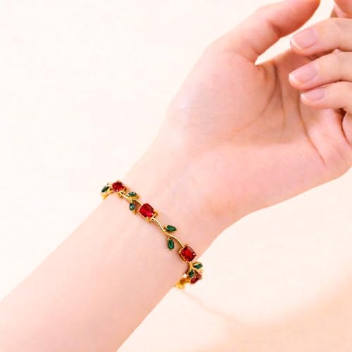Image of SALVE Coquette Golden Tulip Bracelet for Women Stylish | Anti Tarnish Jewellery for Women, Hand Wristlet for Girls | Aesthetic Accessories for Girls, Valentine's Gift for Girlfriend