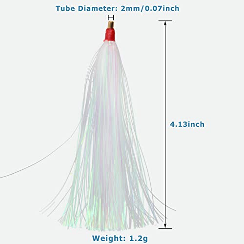 Fusigo HBBR-9PCS MYLAR TEASER TAIL-WHITE Fishing Mylar Flash Teaser Tail thumb #2